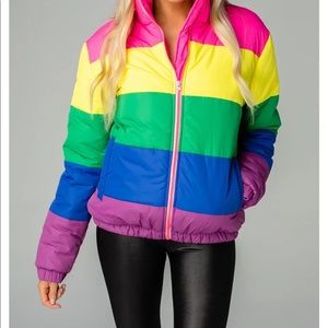 BuddyLove rainbow puffer jacket coat